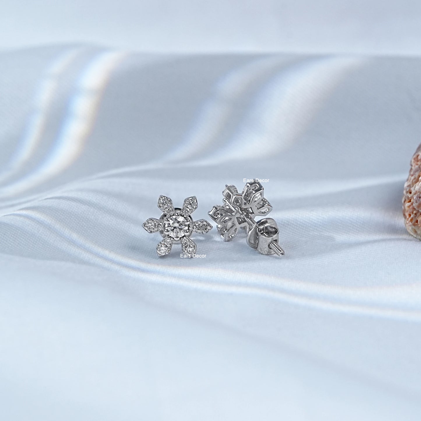 Round Cut Lab Diamond Flower Stud Earrings