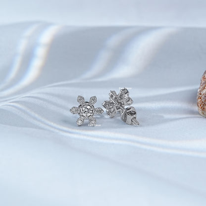 Round Cut Lab Diamond Flower Stud Earrings
