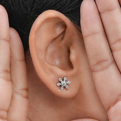 Round Cut Lab Diamond Flower Stud Earrings