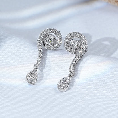 Round Natural Diamond Swirl Dangle Earrings