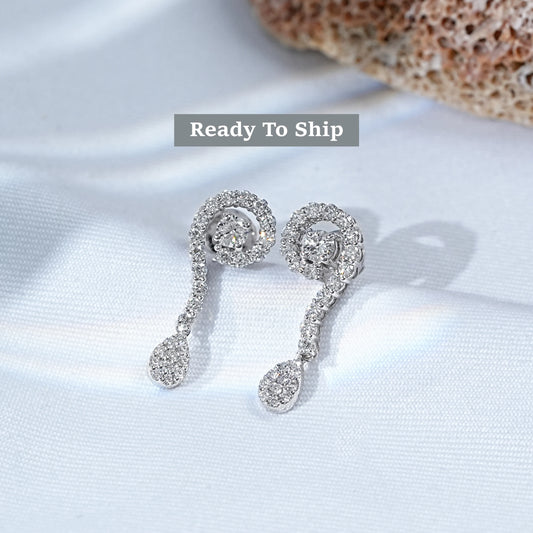 Round Shape Lab Grown Diamond Drop Earrings