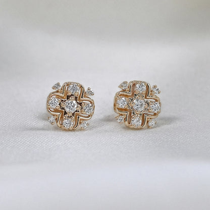 Round Cut Lab Diamond Cluster Earrings