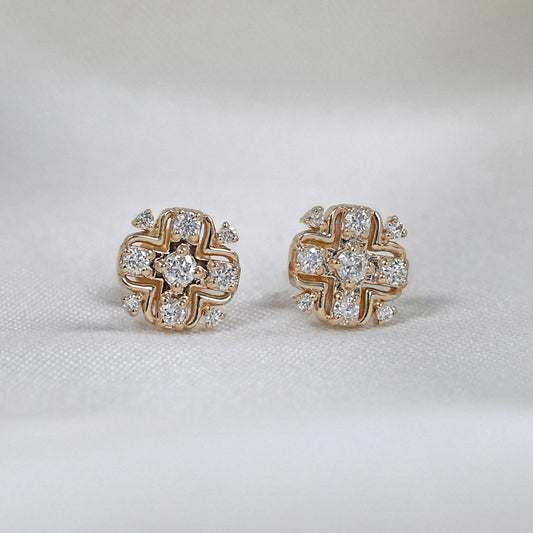 Round Cut Lab Diamond Cluster Earrings
