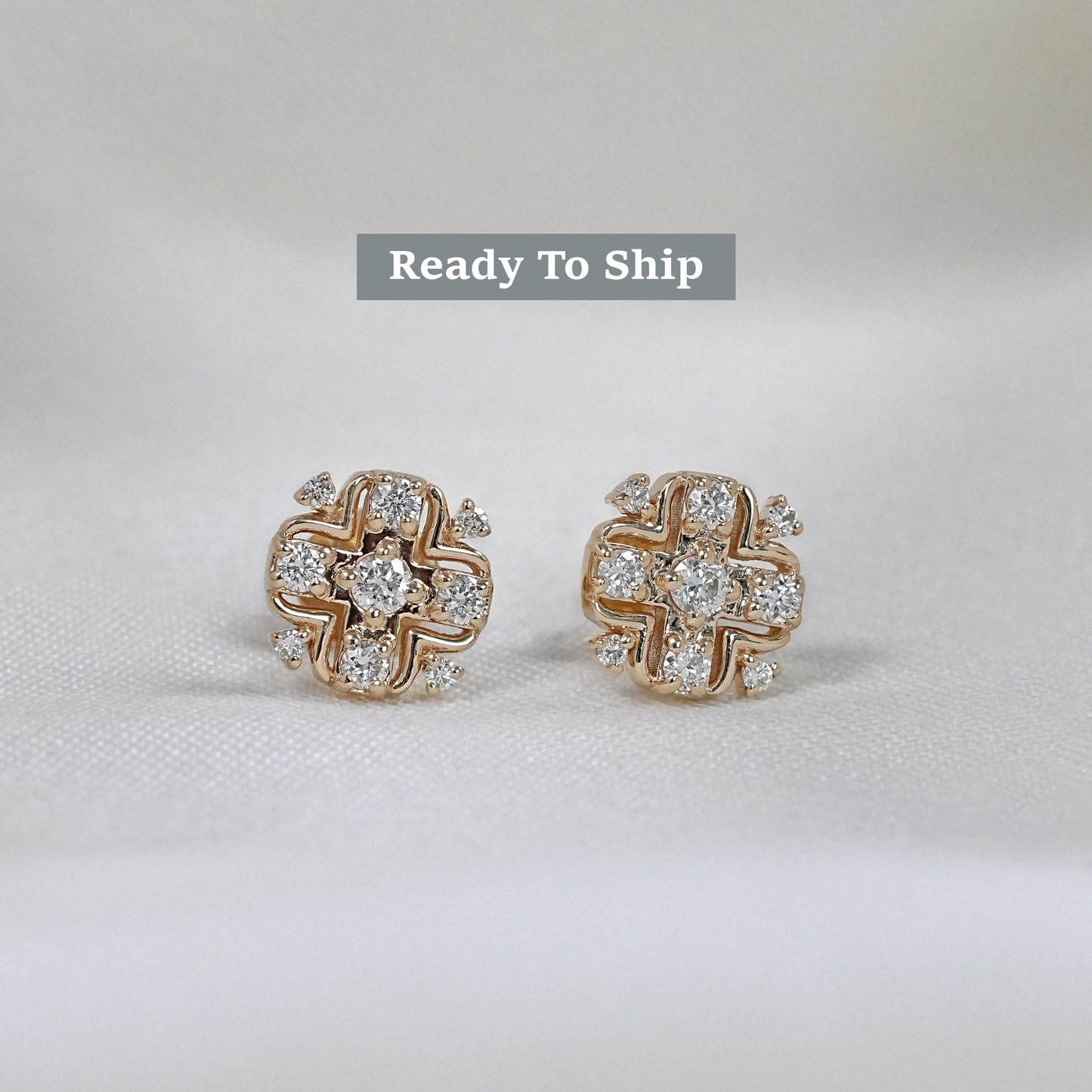 Lab Diamond Round Cut Cluster Earrings
