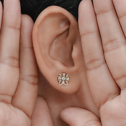 Lab Diamond Round Cut Cluster Earrings