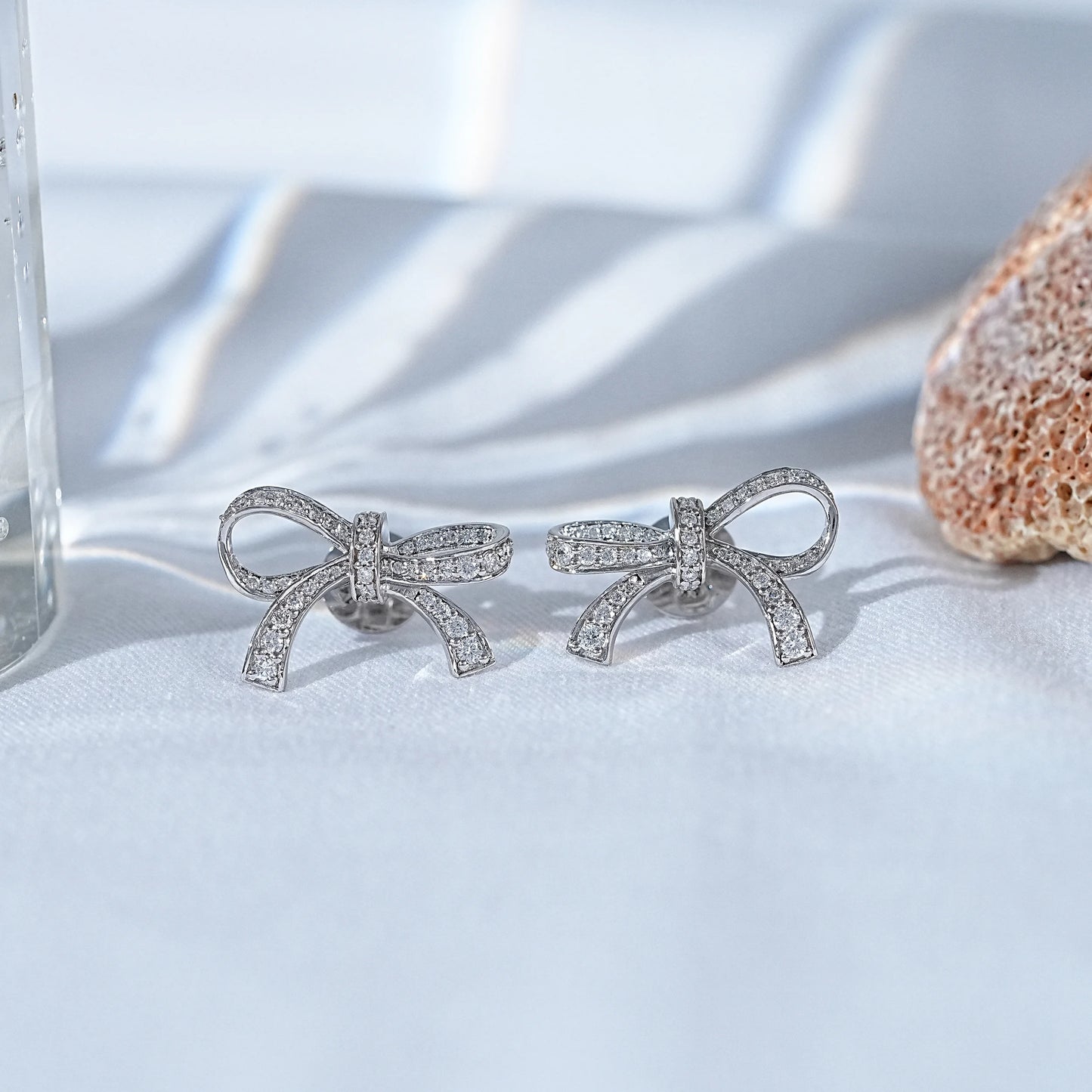 Round Lab Diamond Bow Shape Earrings