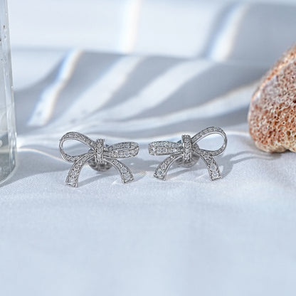 Round Lab Diamond Bow Shape Earrings