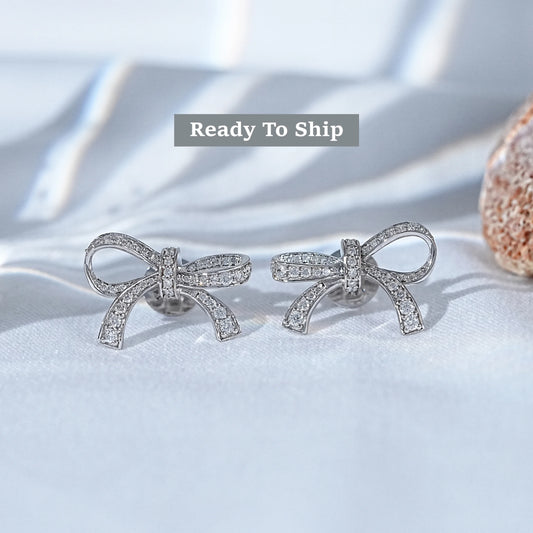 Round Cut Lab Diamond Bow Shape Earrings