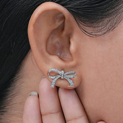 Round Lab Diamond Bow Shape Earrings