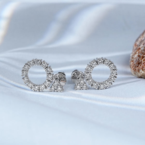 Round Lab Diamond Open Circle Stud Earrings