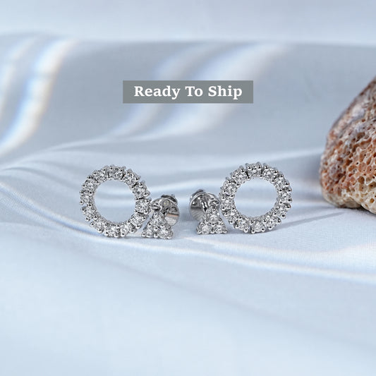 Round Open Circle Lab Grown Diamond Dangle Earrings
