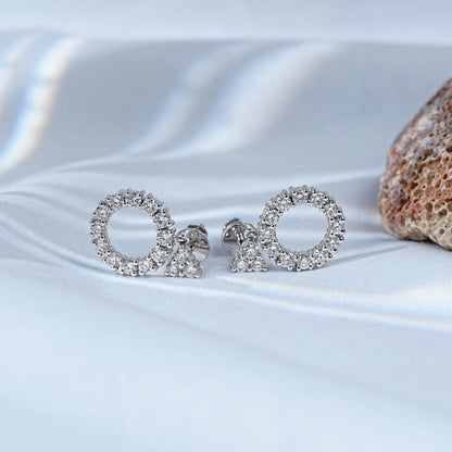 Open Circle Round Natural Diamond Earrings