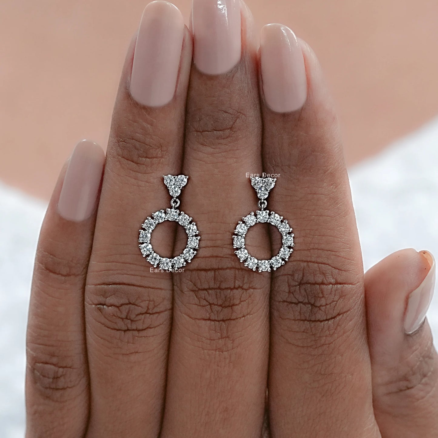 Round Open Circle Lab Grown Diamond Dangle Earrings