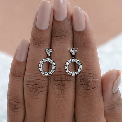Round Open Circle Lab Grown Diamond Dangle Earrings