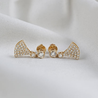 Round Diamond Fan Shape Earrings