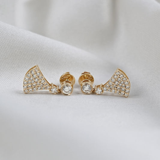 Round Diamond Fan Shape Earrings