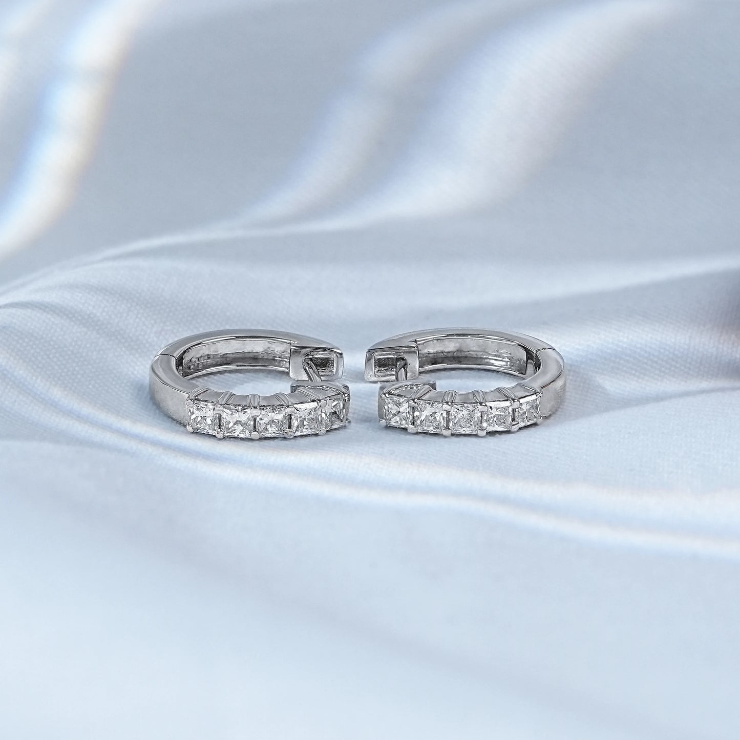 Princess Cut Lab Grown Diamond Men's Hoop Earrings