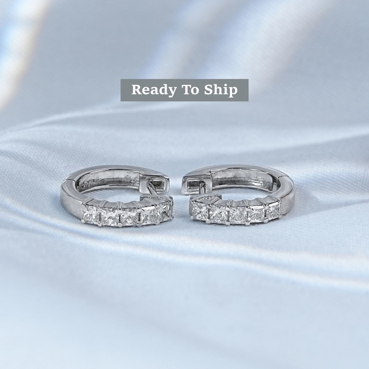Princess Cut Lab Diamond Huggie Hoop Earrings