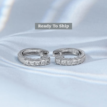 Princess Cut Lab Diamond Huggie Hoop Earrings