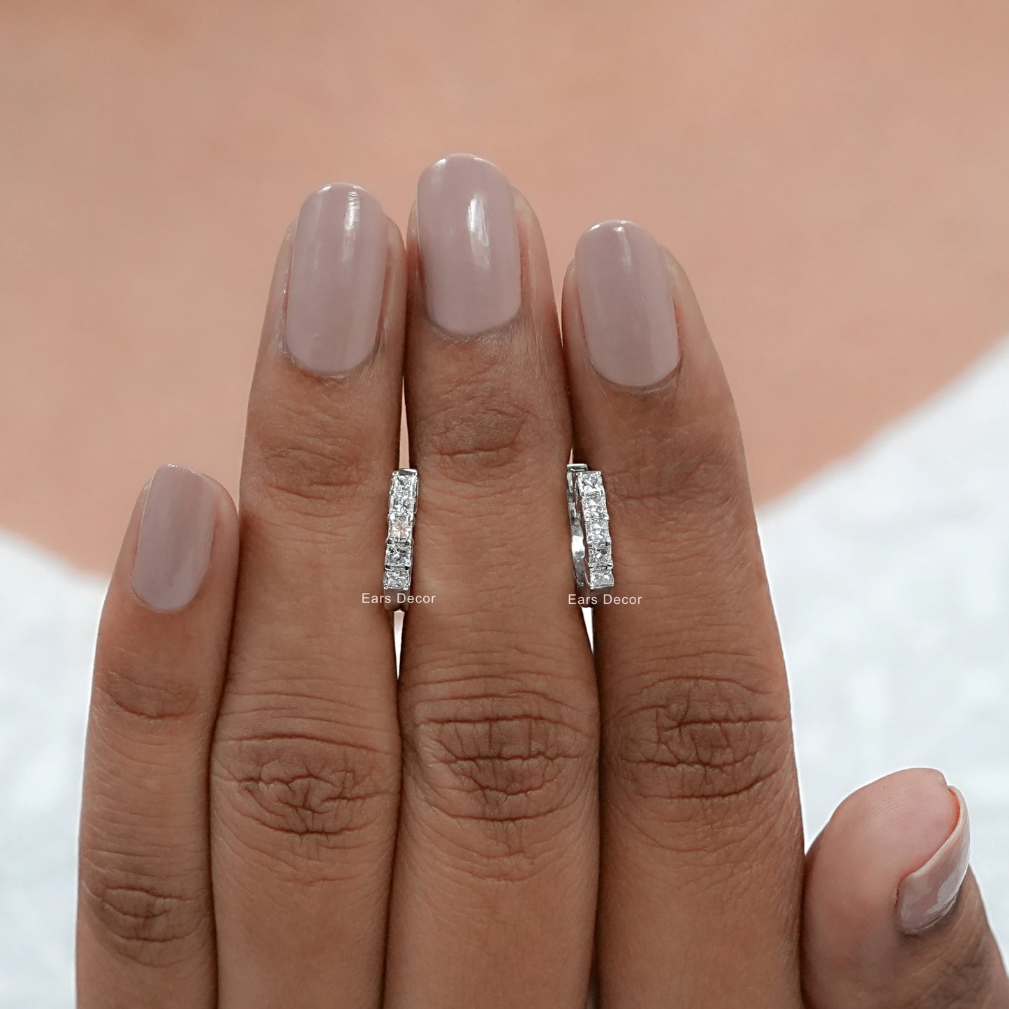 Princess Cut Lab Diamond Huggie Hoop Earrings