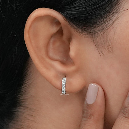 Princess Cut Lab Diamond Huggie Hoop Earrings
