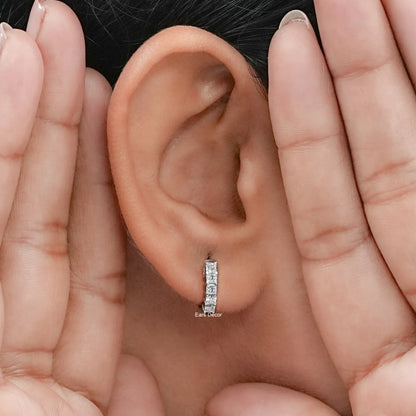 Princess Cut Lab Diamond Huggie Hoop Earrings