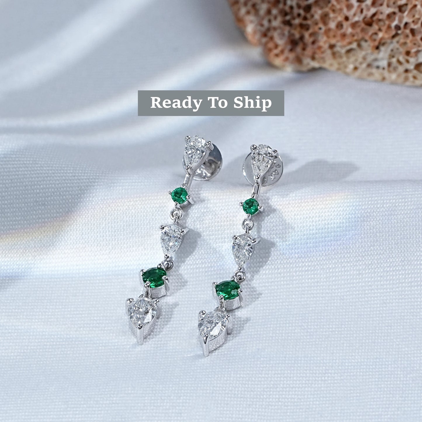 Lab Diamond Round Gemstone Drop Earrings