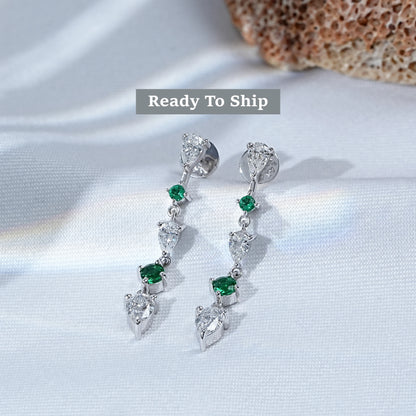 Lab Diamond Round Gemstone Drop Earrings