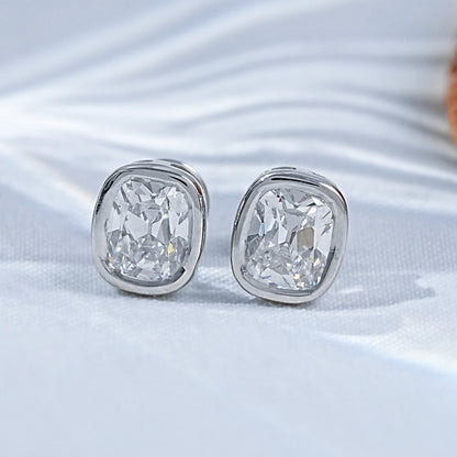 Old Mine Cushion Cut CVD Diamond Stud Earrings