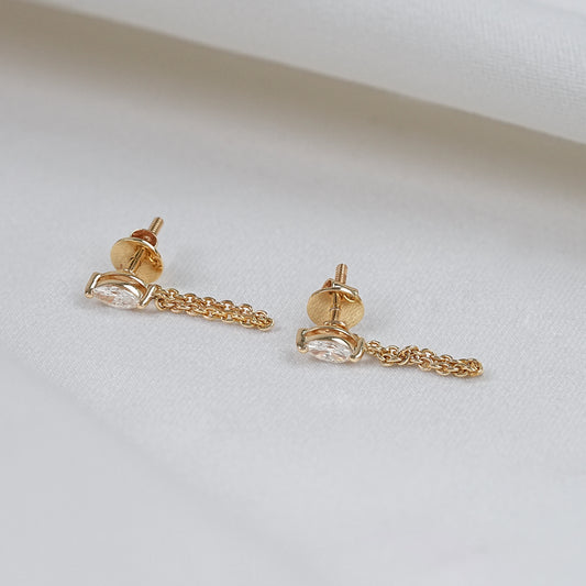 Marquise Lab Diamond Chain Dangle Earrings