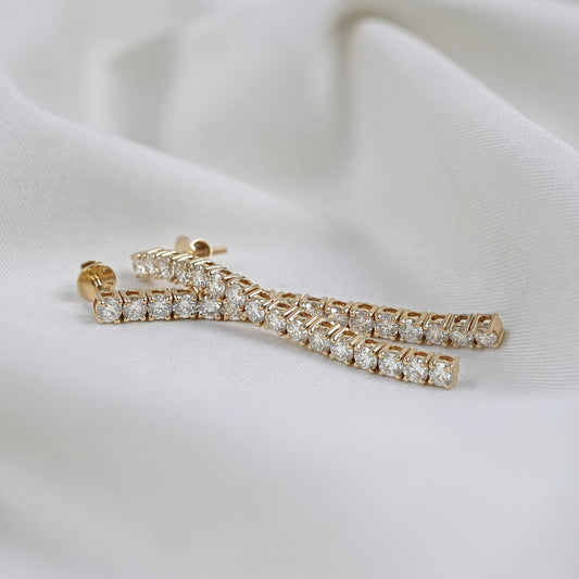Lab Grown Round Diamond Linear Drop Earrings