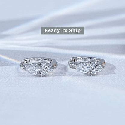 Sparkling Pear-Shaped Diamond Hoop Earrings