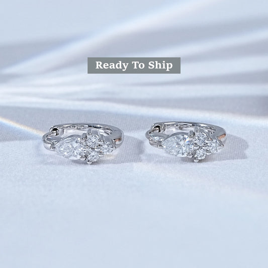 Sparkling Pear-Shaped Diamond Hoop Earrings