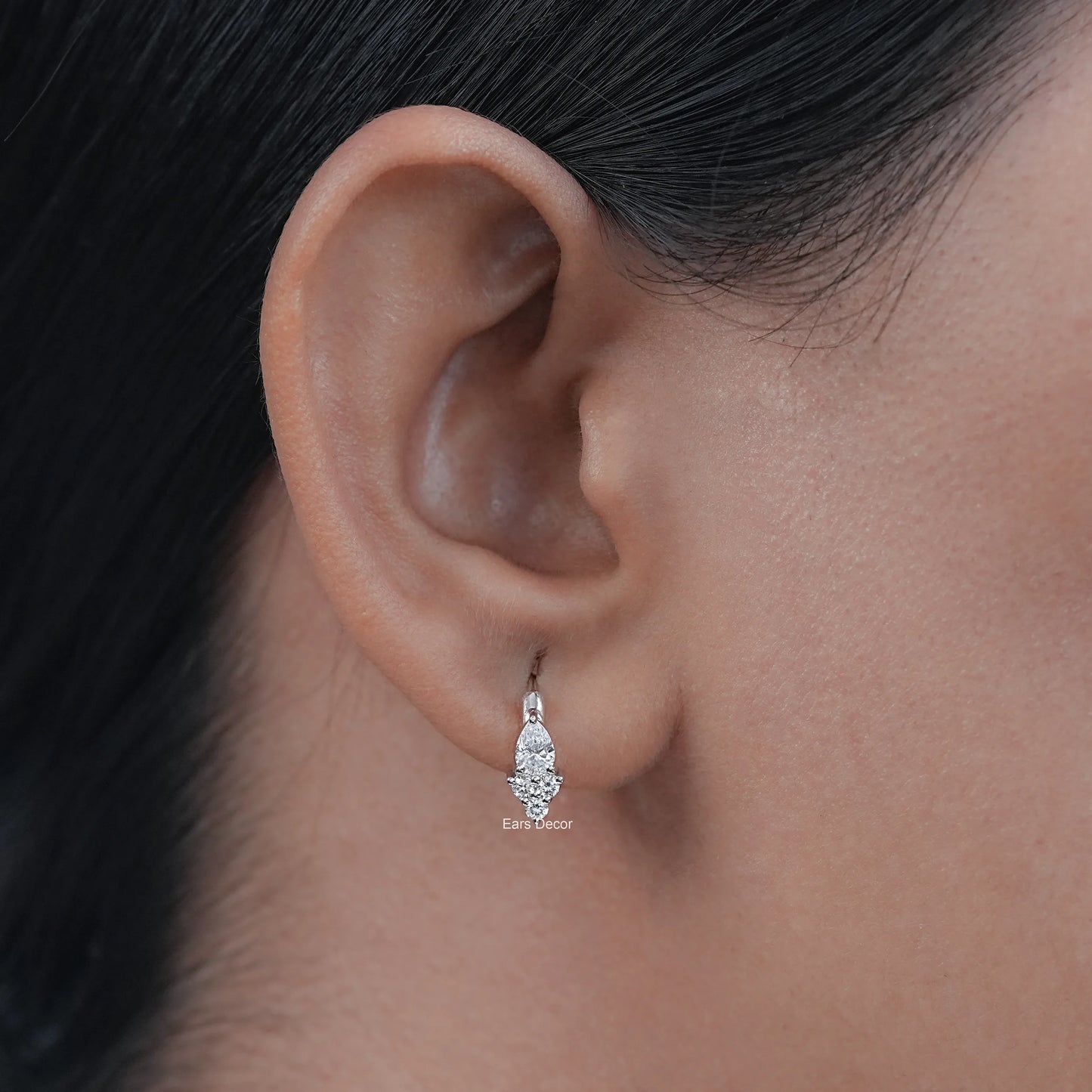 Sparkling Pear-Shaped Diamond Hoop Earrings