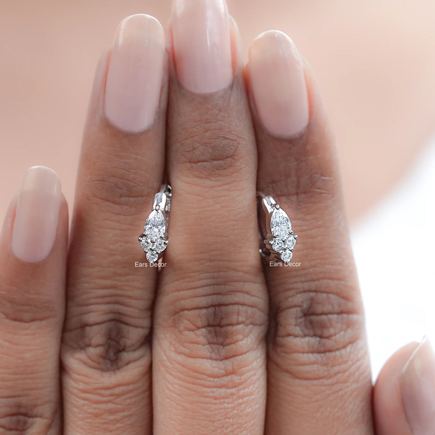 Sparkling Pear-Shaped Diamond Hoop Earrings