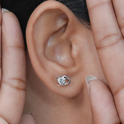 Heart-Shaped Lab Diamond Stud Earring