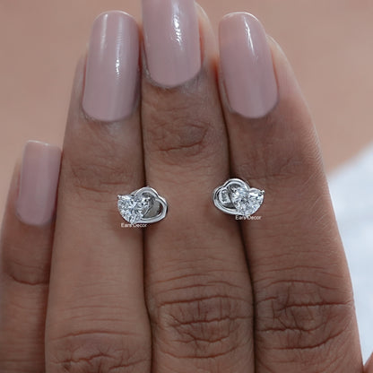 Heart-Shaped Lab Diamond Stud Earring