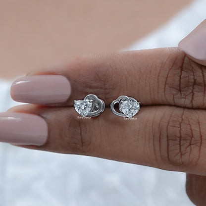 Heart-Shaped Lab Diamond Stud Earring