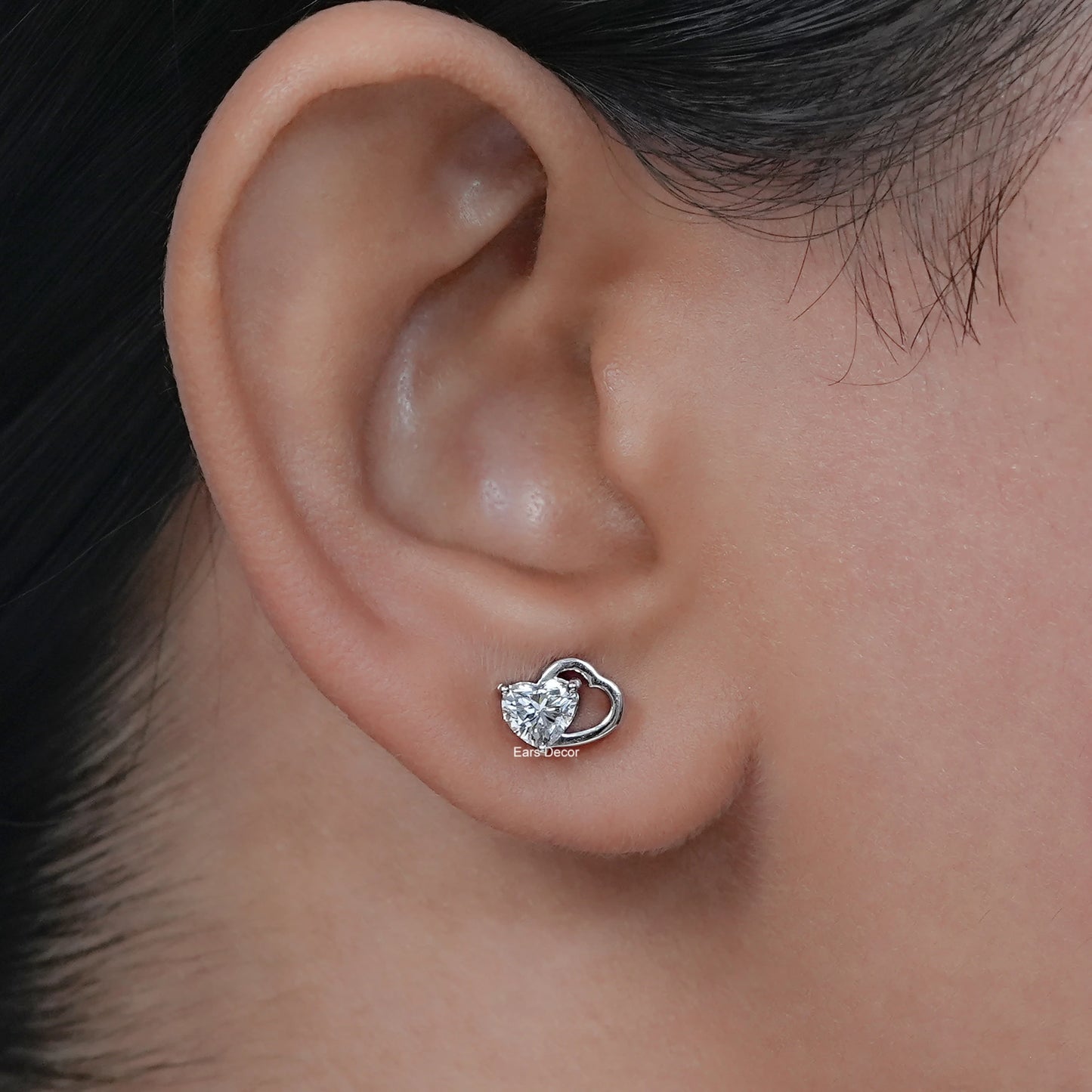 Heart-Shaped Lab Diamond Stud Earring