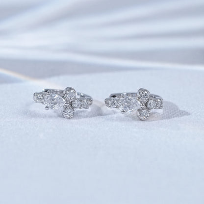 Pear And Round Lab Diamond Huggie Hoop Earrings