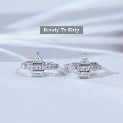 Sophisticated Pyramid & Baguette Diamond Earrings