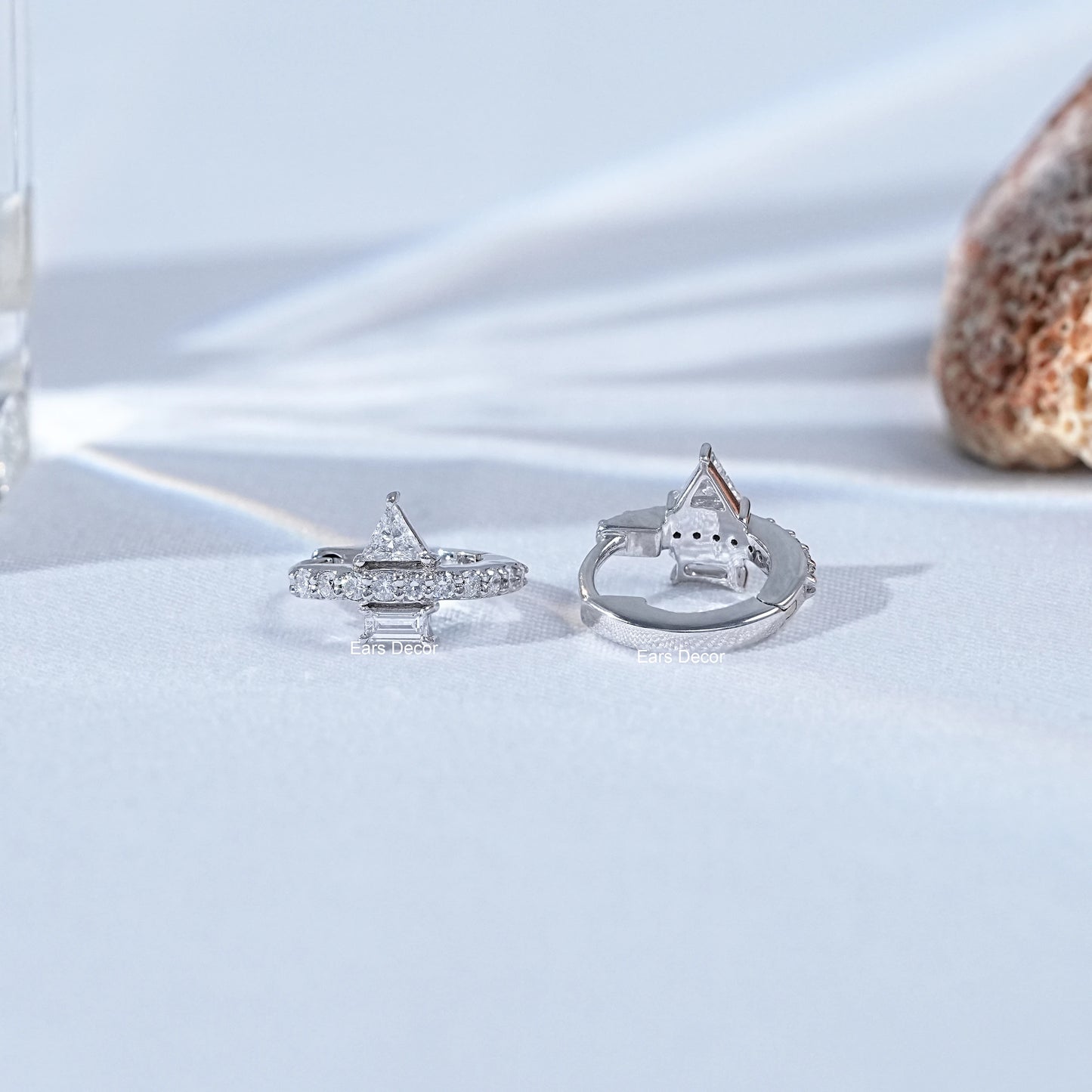 Sophisticated Pyramid & Baguette Diamond Earrings