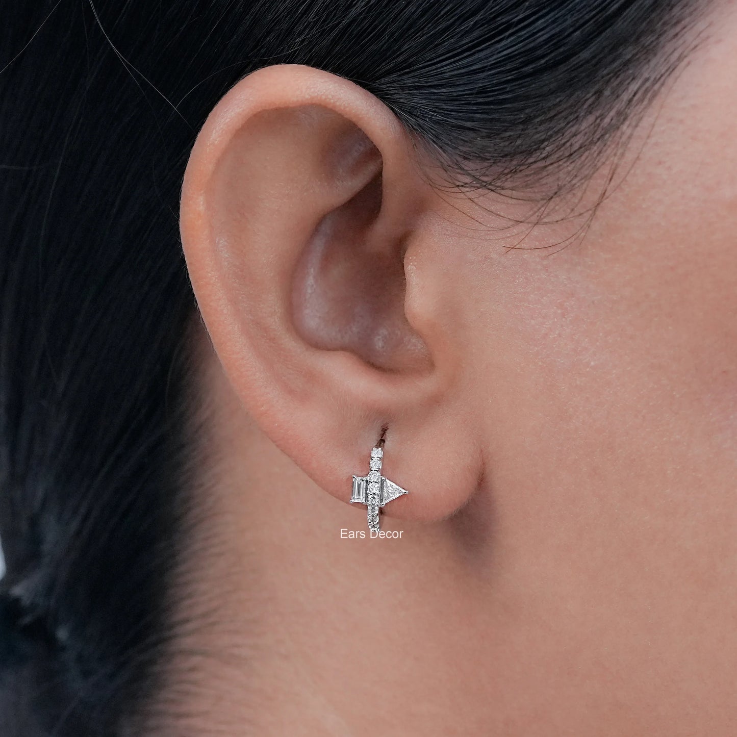 Sophisticated Pyramid & Baguette Diamond Earrings