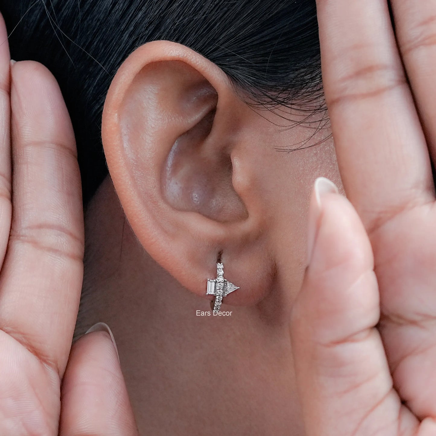 Sophisticated Pyramid & Baguette Diamond Earrings