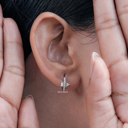 Sophisticated Pyramid & Baguette Diamond Earrings