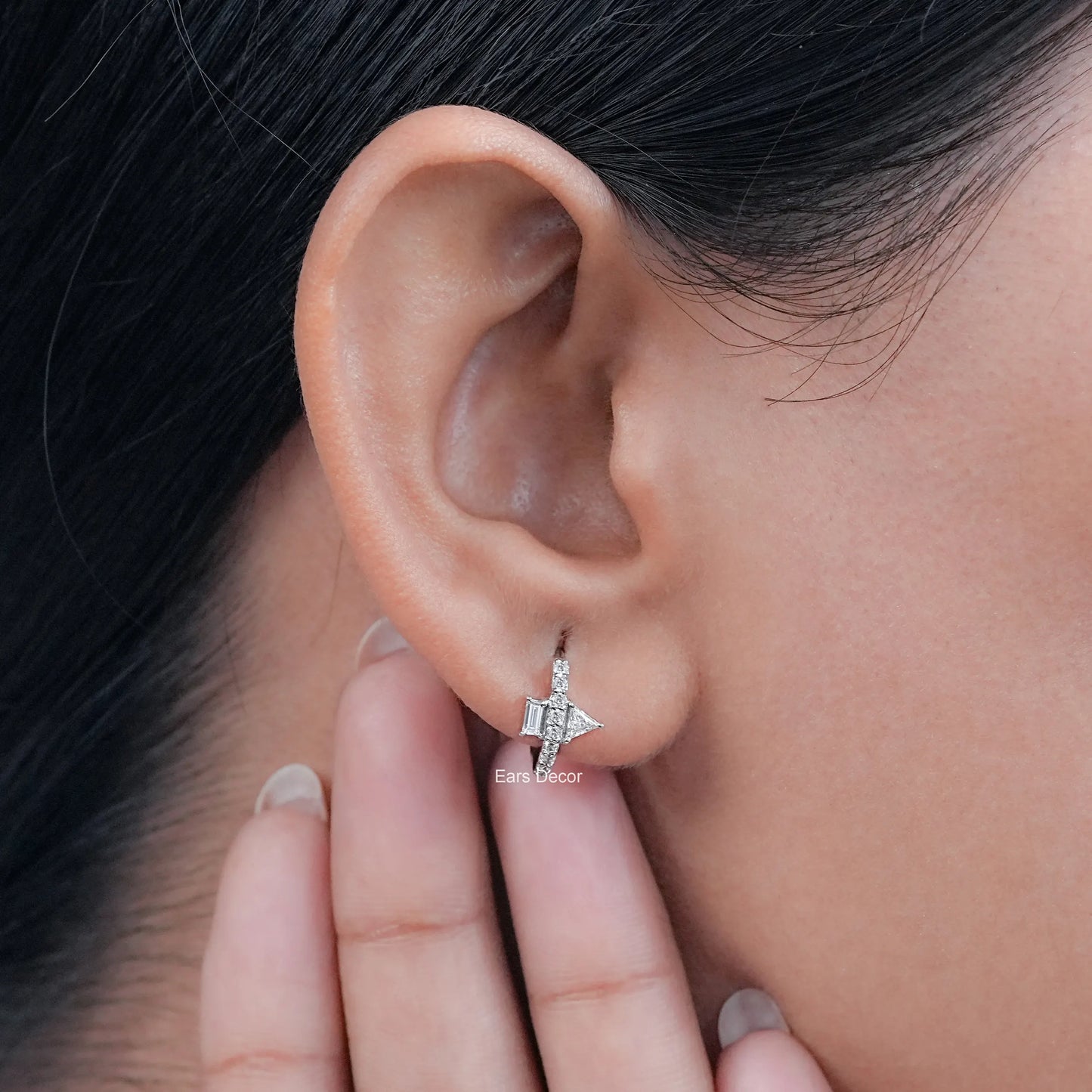 Sophisticated Pyramid & Baguette Diamond Earrings