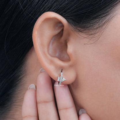 Sophisticated Pyramid & Baguette Diamond Earrings