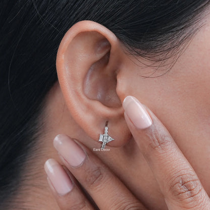 Sophisticated Pyramid & Baguette Diamond Earrings