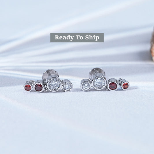 Ruby Diamond Accents Cluster Stud Earrings