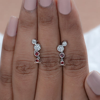 Ruby Diamond Accents Cluster Stud Earrings